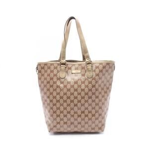 Gucci GG Crystal Tote Bag Handbag, Coated Canvas Leather, Women's, Beige, Bro...